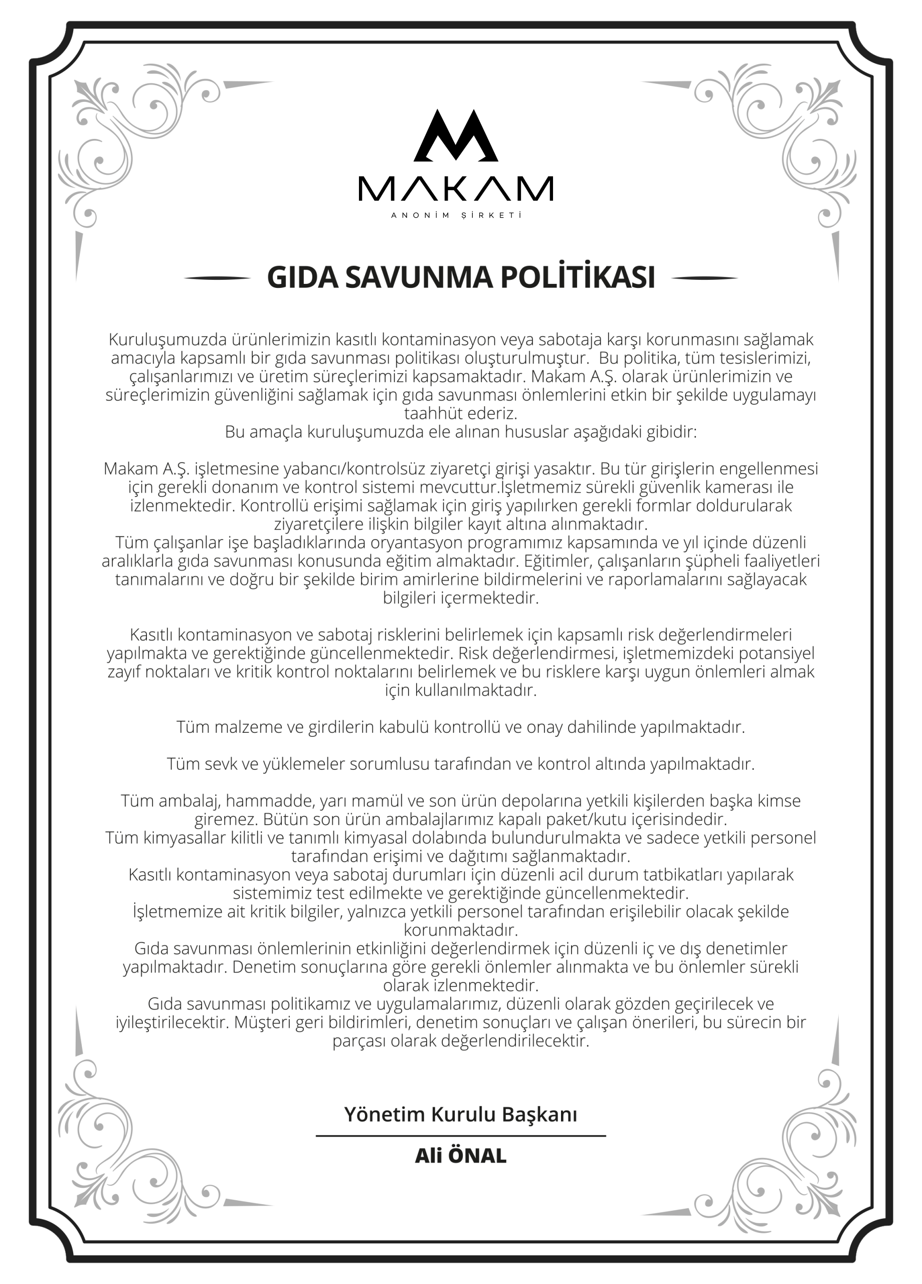 Gıda Savunma Politikası